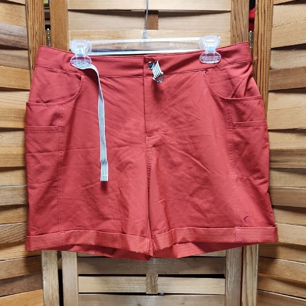 ZYIA Active Women XL Rust Red Orange Cargo Shorts Polyester Spandex Pockets